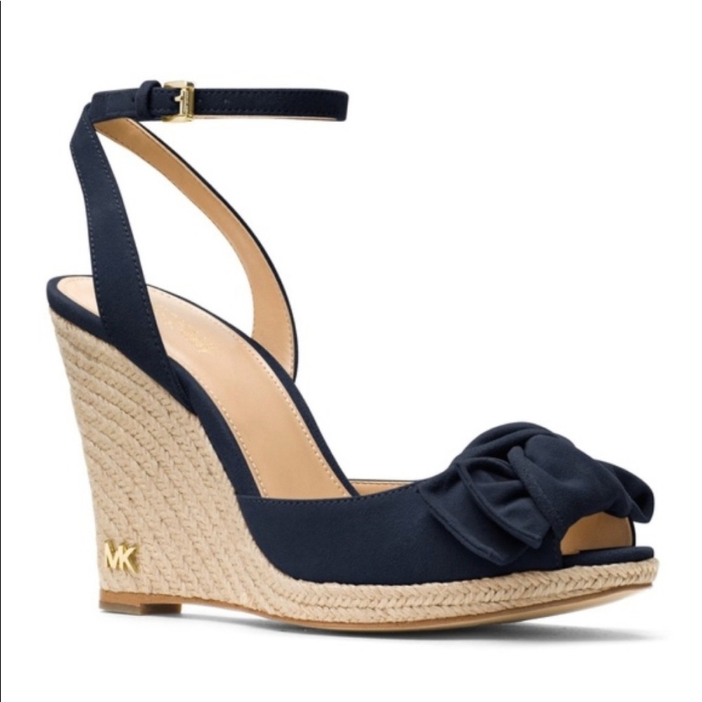 Michael Kors Willa Wedge Sandal- SZ 8 Navy Suede